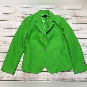 Talbots Women's Bright Green Two Button Blazer Size 10